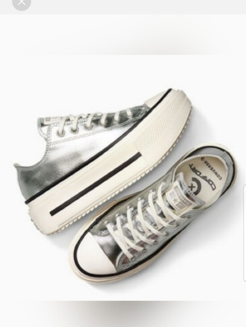 NEW! Converse Chuck Taylor Platform Low Top Sneakers Metallic Silver Sz 8 NWT - Picture 4 of 8